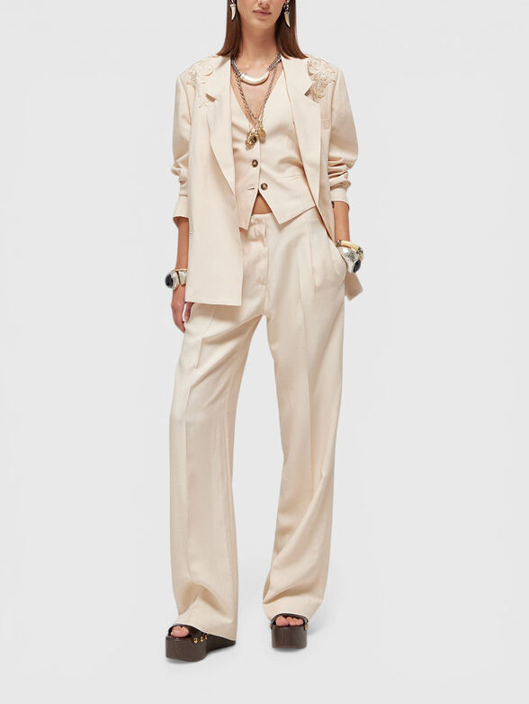 Oversized linen blend blazer with embroidery - 2