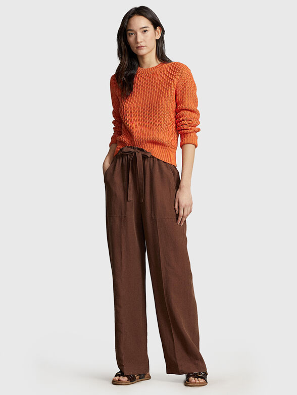 Silk blend trousers with laces - 4