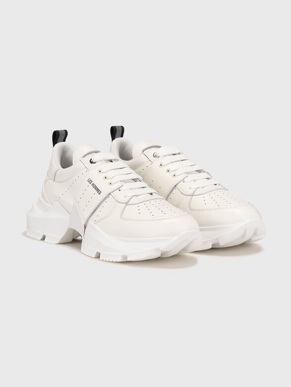 Leather sports shoes in ecru colour - 2