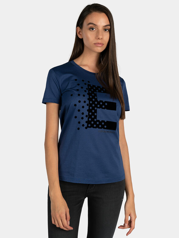 Black cotton t-shirt with logo letterings - 1