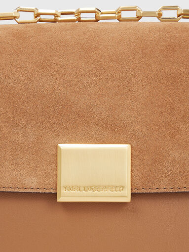 Crossbody bag in leather and suede with logo - 4