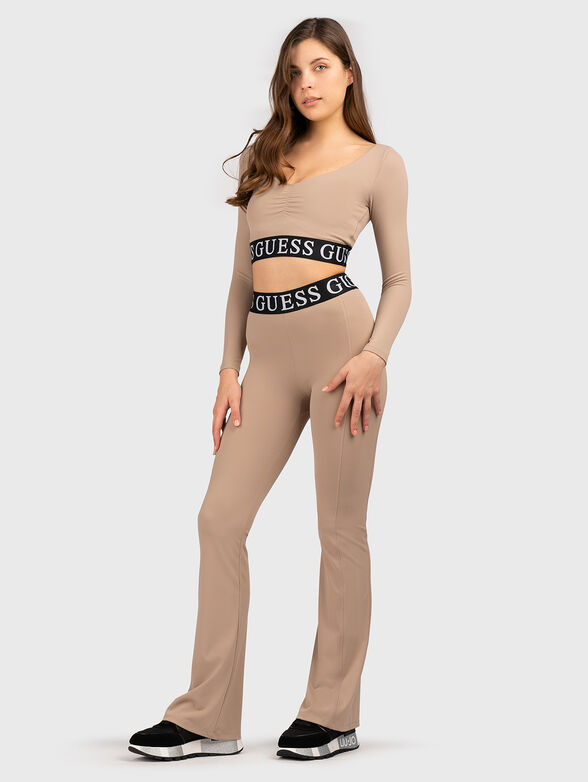 Beige sports trousers with logo details - 4