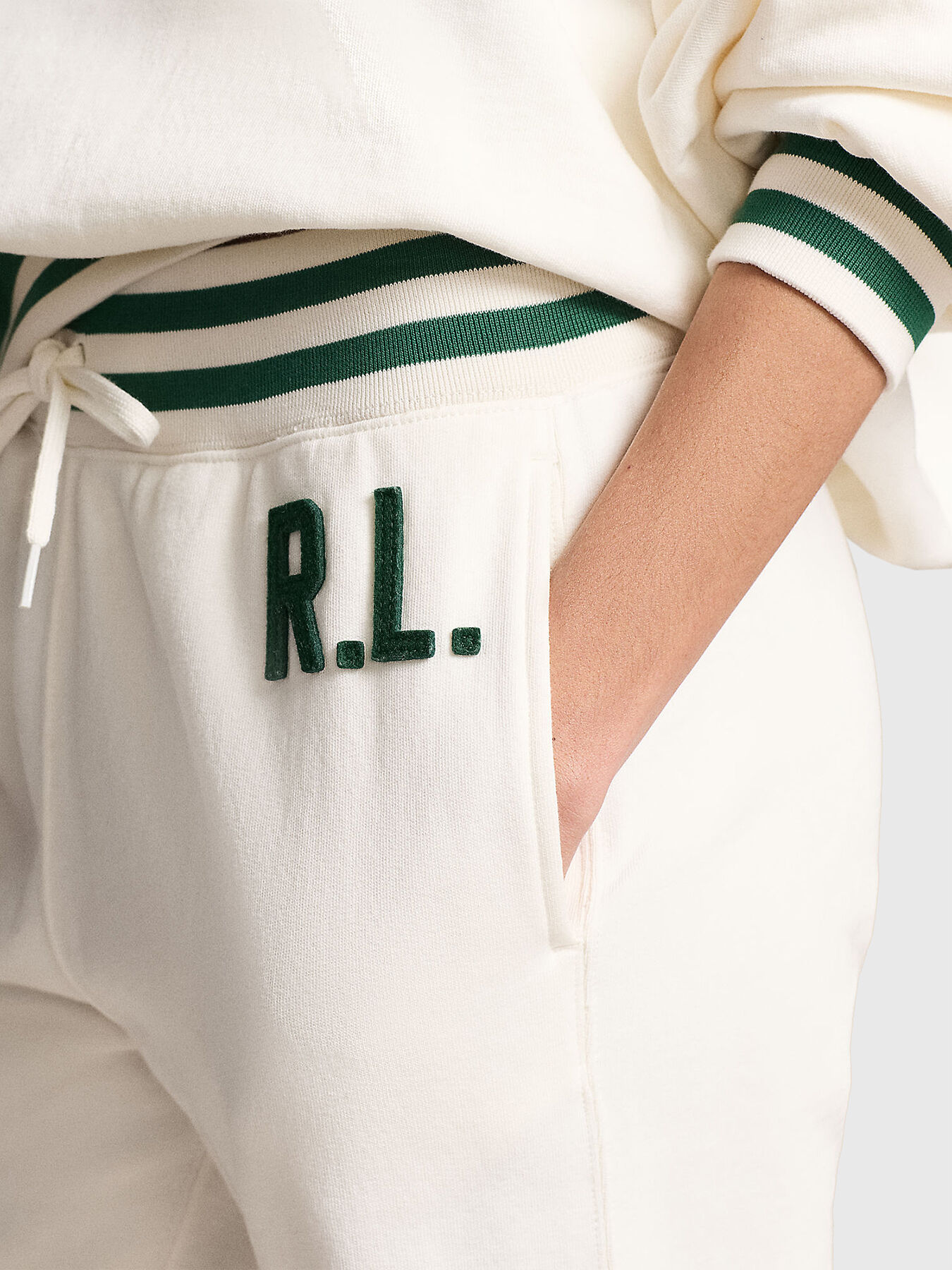 フィットネスボトムス POLO RALPH LAUREN Women Training Pants 211941212001 White Sports pants with contrasting elements brand POLO RALPH