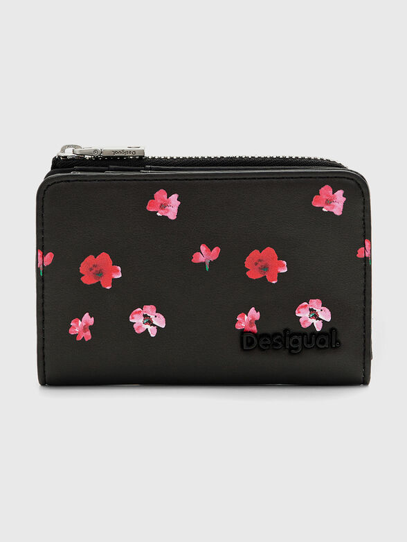 Small black wallet with floral print - 1