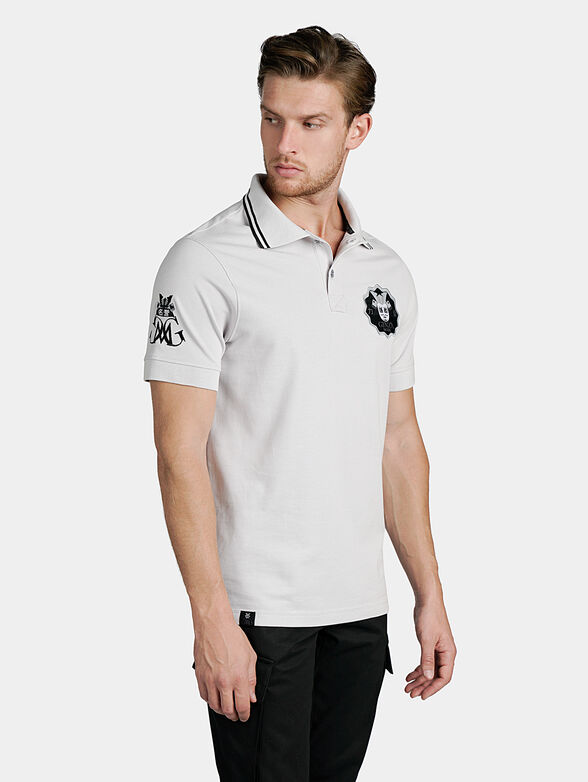 Grey polo-shirt with contrasting embroideries - 1