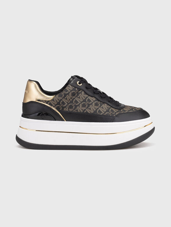 Leather sports shoes with logo print - 1