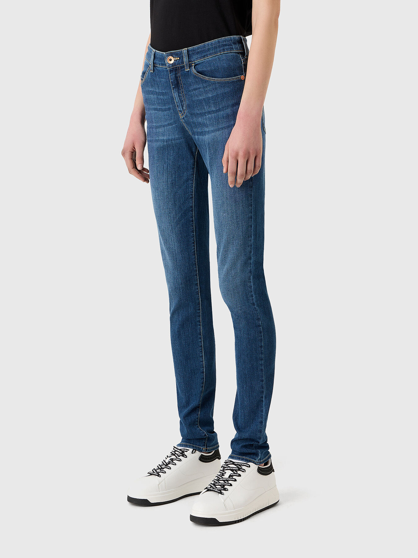 Skinny jeans with embroidered logo brand EMPORIO ARMANI Globalbrandsstore en