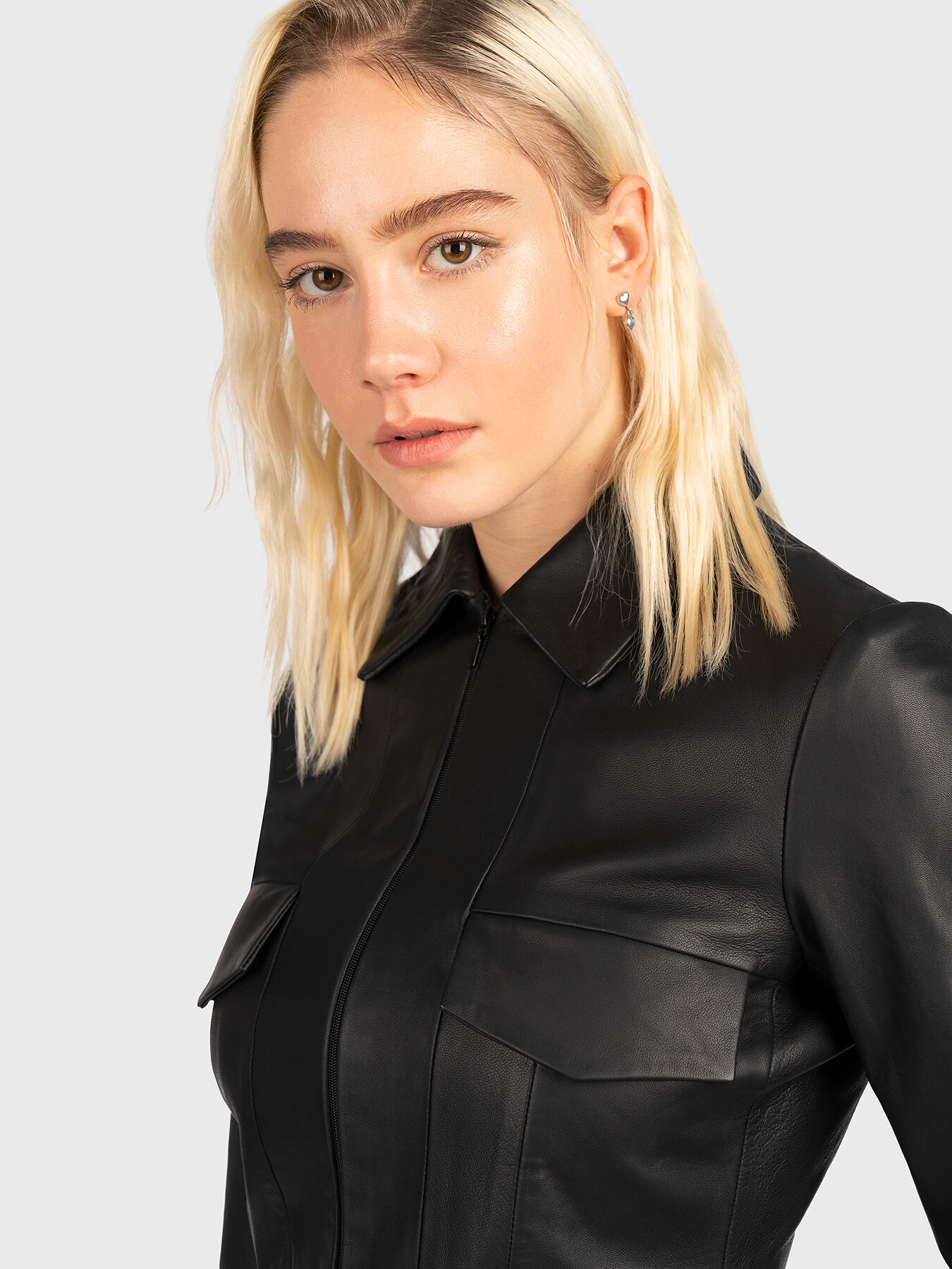Black leather jacket brand TRUSSARDI — Globalbrandsstore.com/en