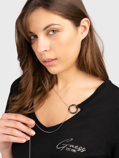 Black T-shirt with accent chain - 5