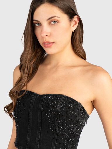 Denim top with rhinestones - 3