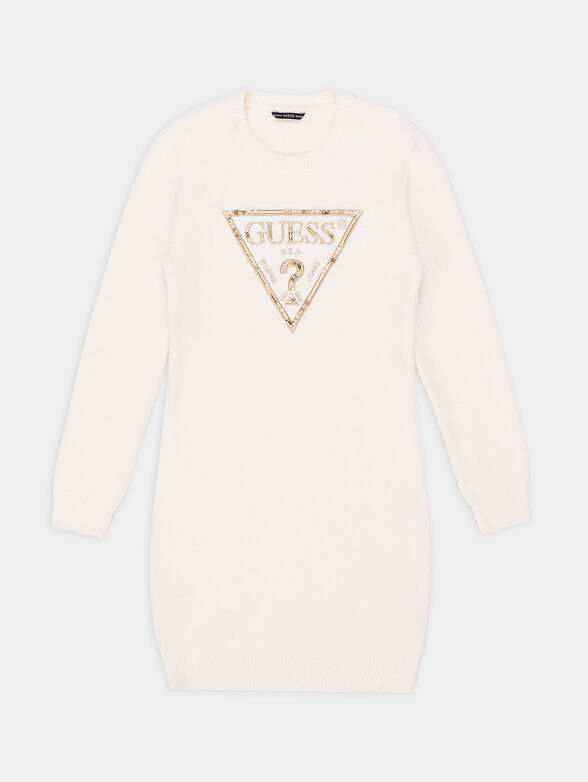 Black knit dress with logo detail - 1