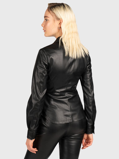 Black eco leather shirt with zipper - 3