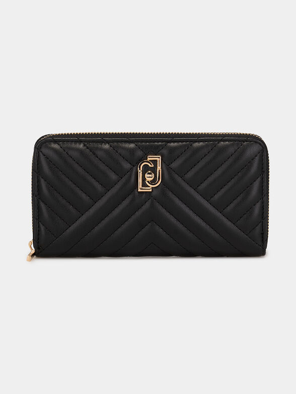 Black purse with quilted effect and logo detail - 1