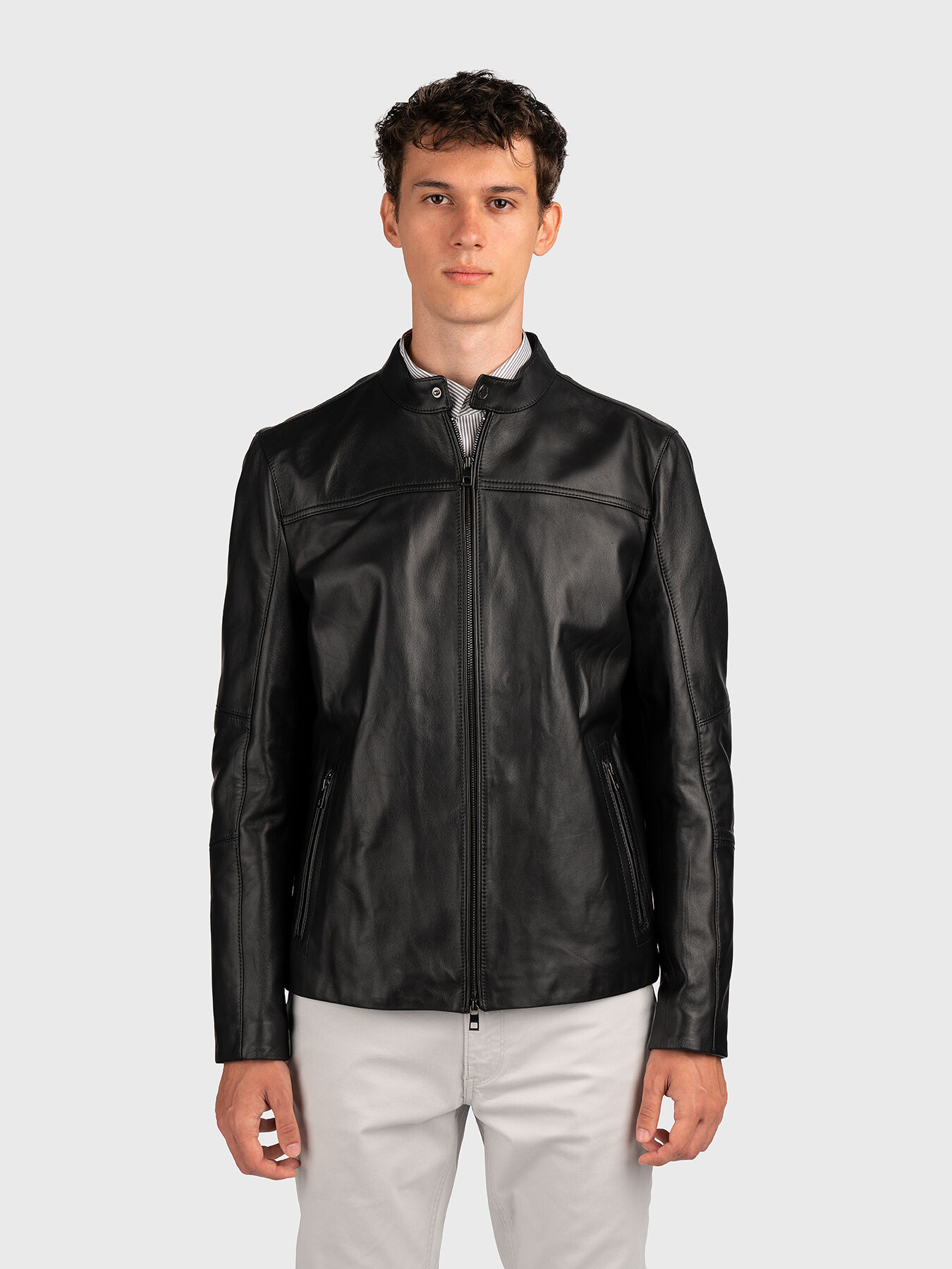 Michael kors leather biker jacket online