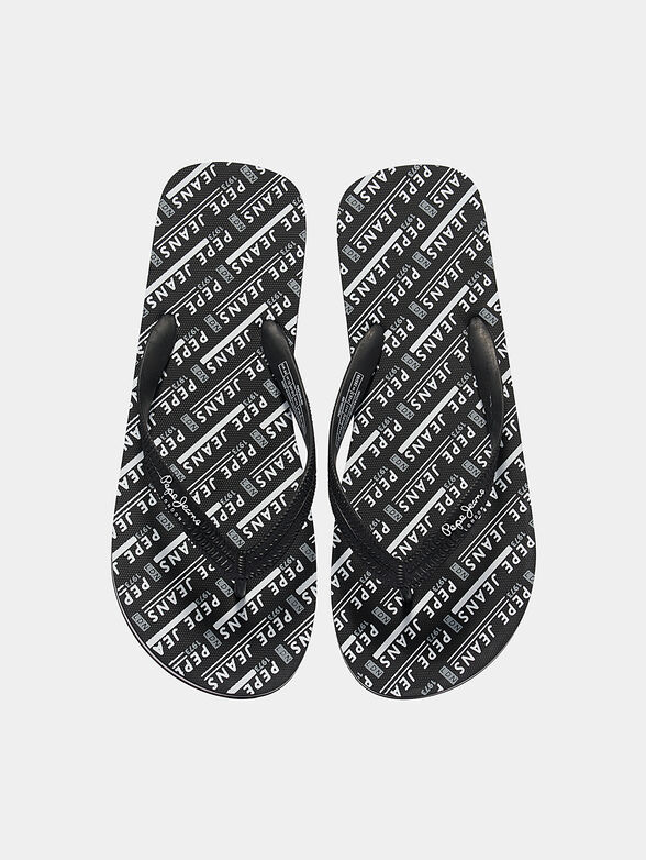Black flip-flops with logo print - 4