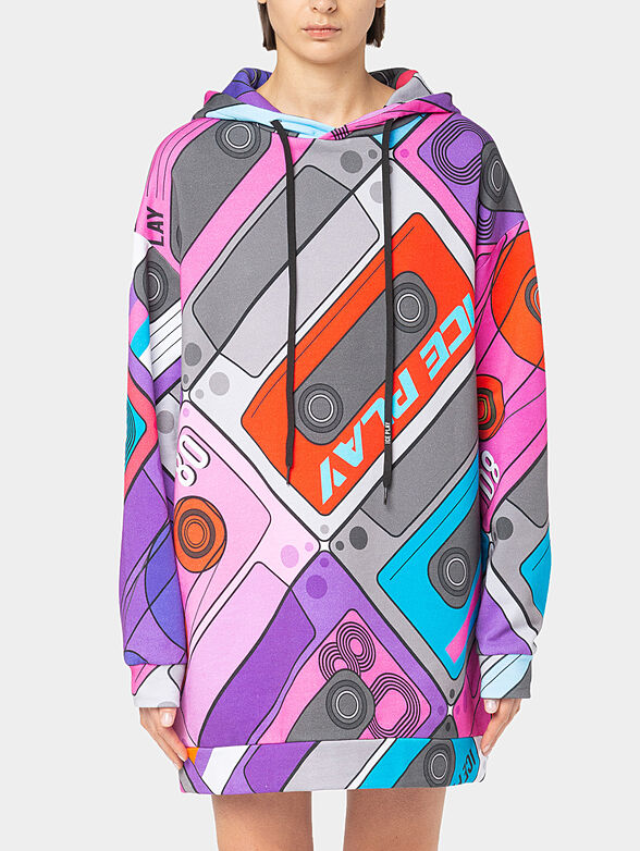 Sweatshirt dress with audio cassette print - 1