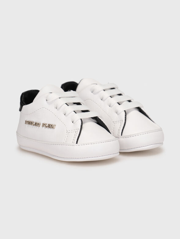 Leather sneakers with embossed logo inscription - 2