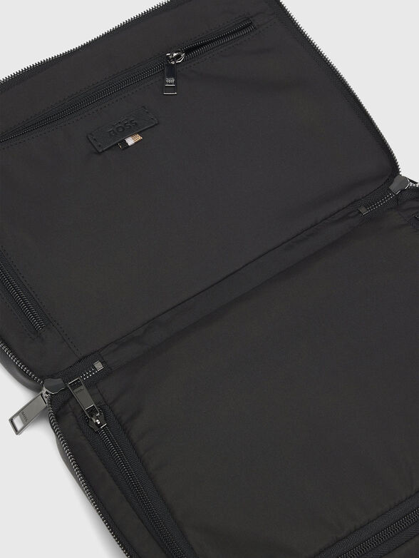 Leather tote bag with logo print - 3