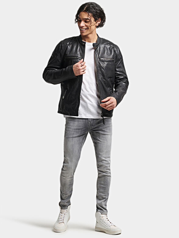 Leather biker jacket - 2