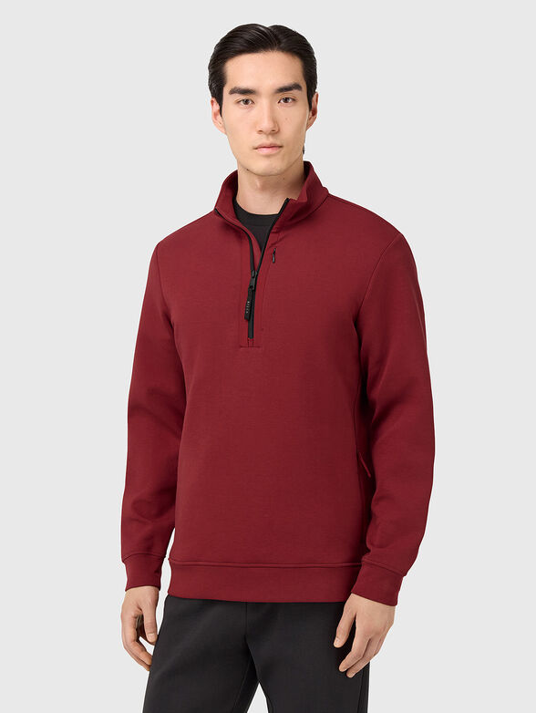 Sweatshirt with polo collar and zipper  - 1