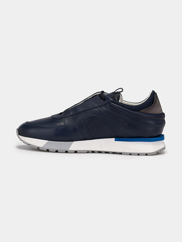 Leather sneakers in dark blue color - 4
