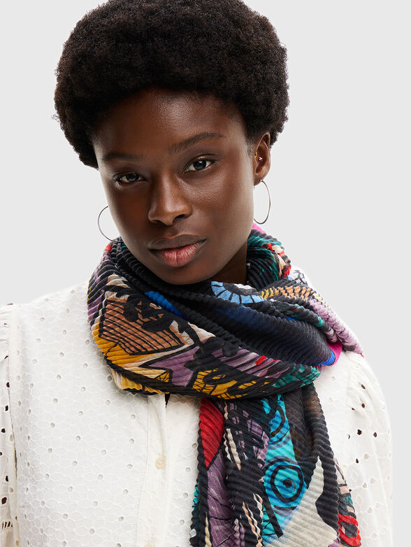 Multicoloured scarf with abstract print - 2
