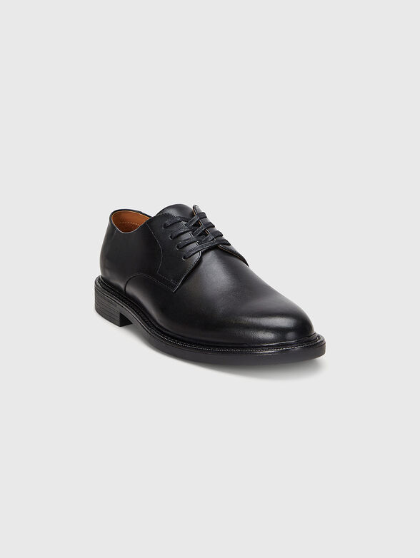 Derby black leather shoes - 1