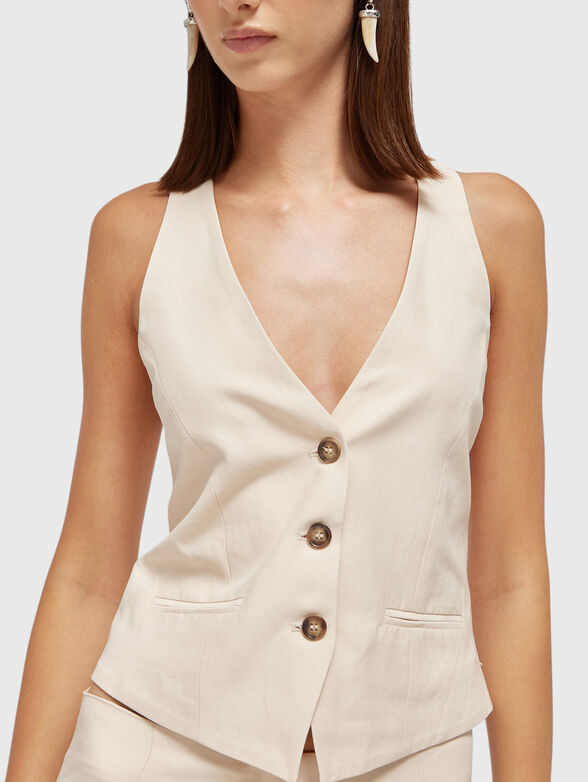 Linen blend vest with embroidery - 4