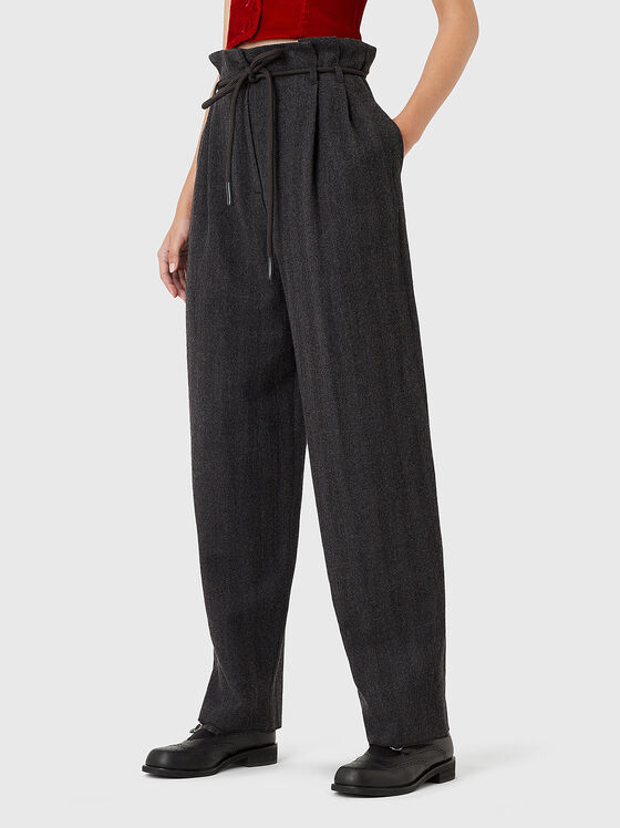 High-waisted wool trousers - 1