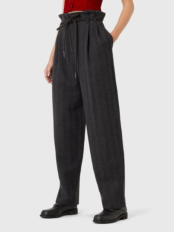 High-waisted wool trousers - 1