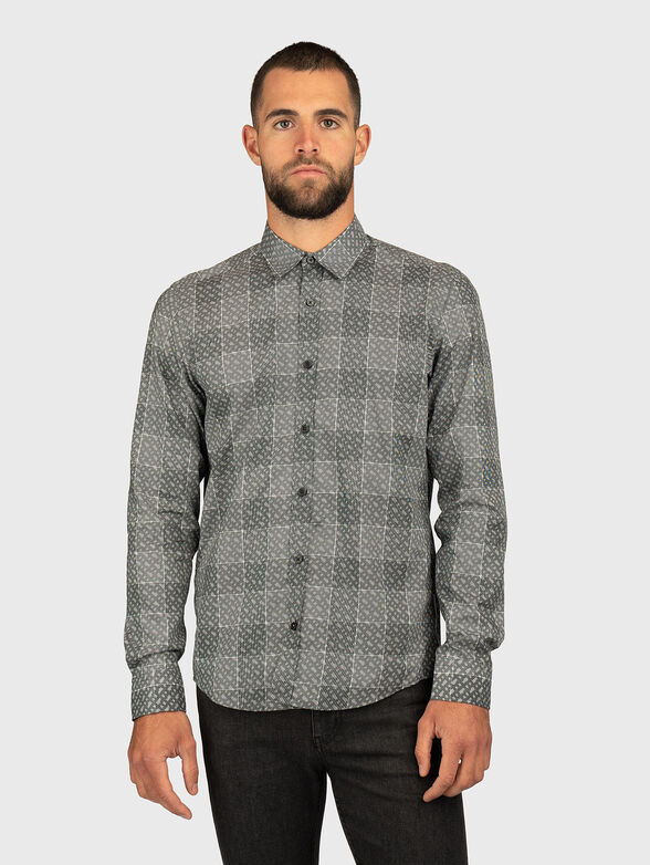 Checkered shirt with monogram print - 1