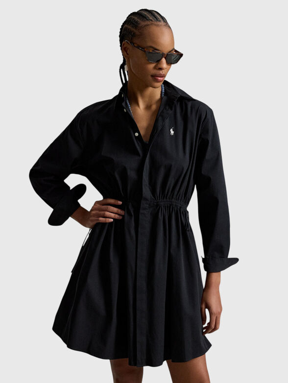 Long-sleeved mini dress with embroidered logo - 1