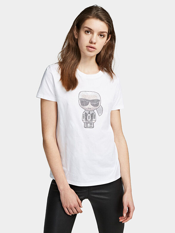 IKONIK Black T-shirt with logo of rhinestones - 1