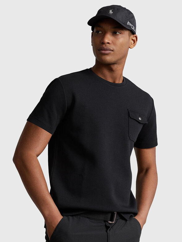 Black T-shirt with accent pocket  - 1