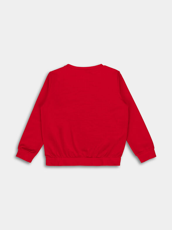 Red sweatshirt with logo from appliqué gemstones  - 2