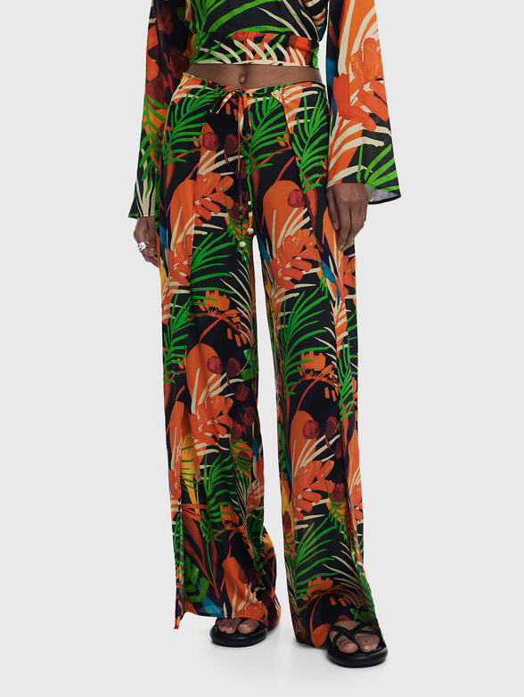 Tropical print wrap trousers - 1