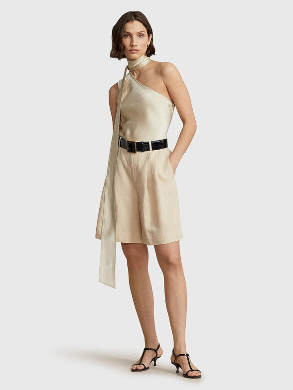 Asymmetric satin top with ribbon - 2