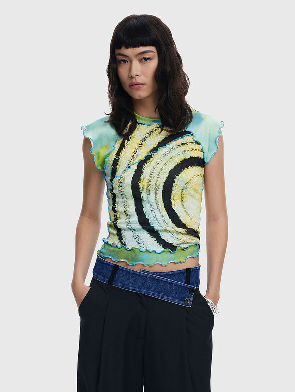 T-shirt with print and accent stitching - 1