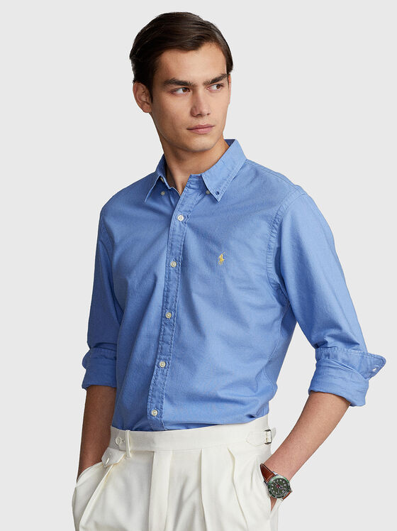 Синя риза с лого детайл  - 1