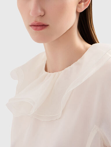 Blouse with accent neckline - 4