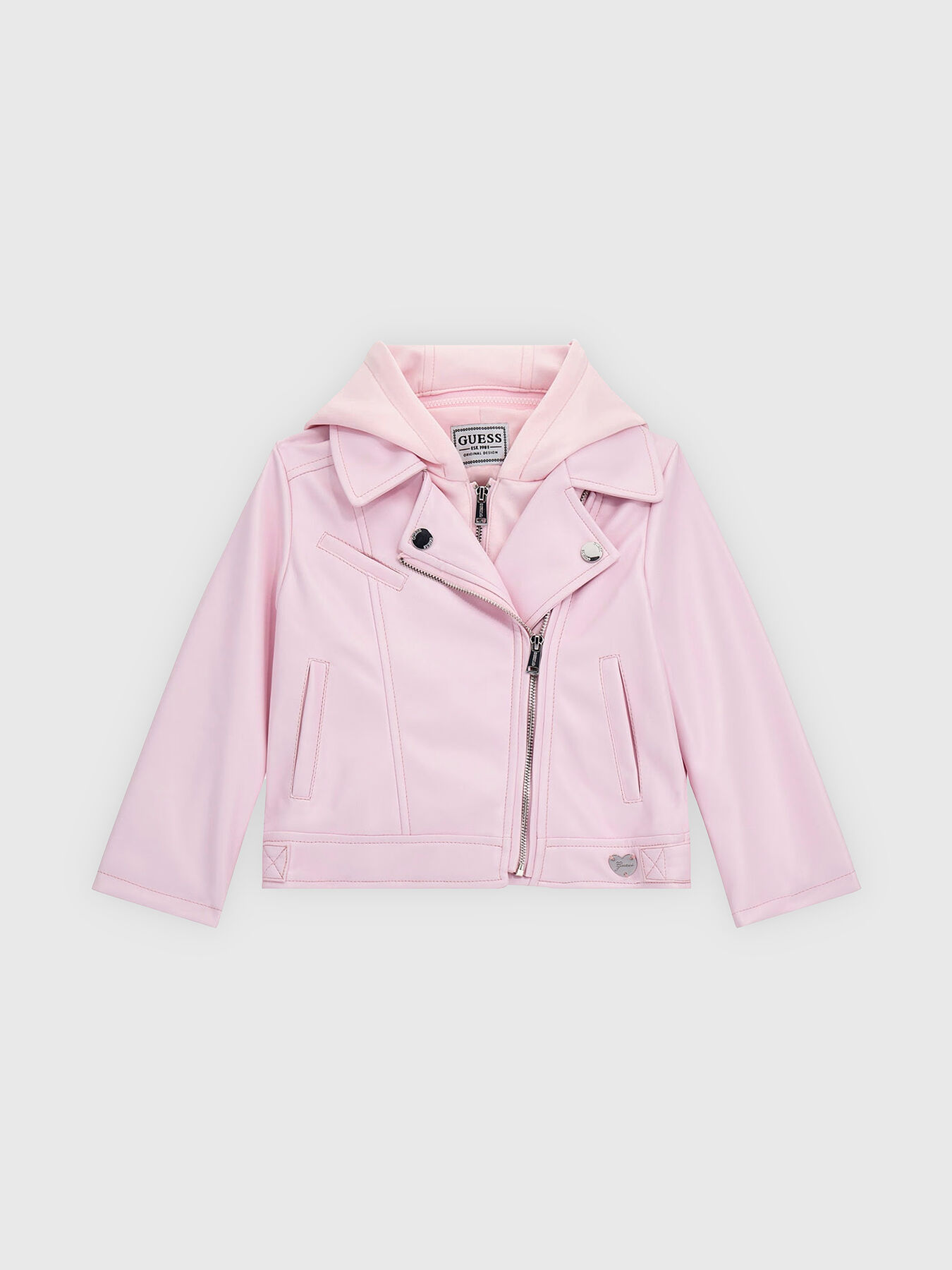 Biker jacket in pink color brand GUESS Globalbrandsstore en