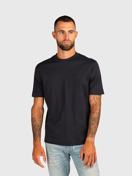 T-shirt with oval neckline and logo embroidery - 1