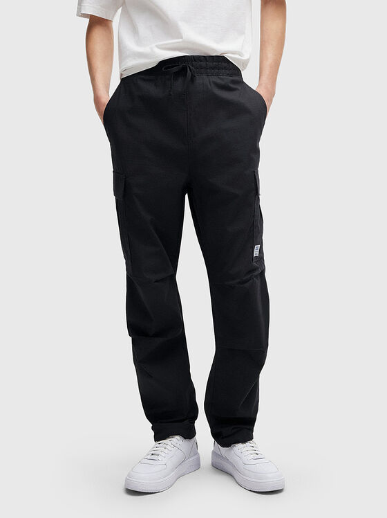 Черен панталон от памук  - 1