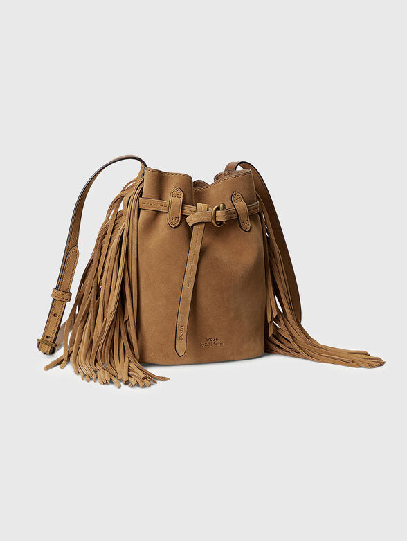 Leather bucket bag with fringe - 0