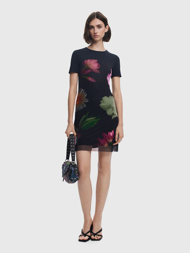 Mini dress with floral accents - 5
