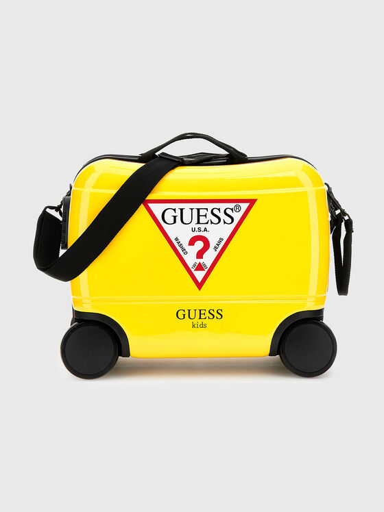 Жълт куфар тип тролей с лого детайл - 1