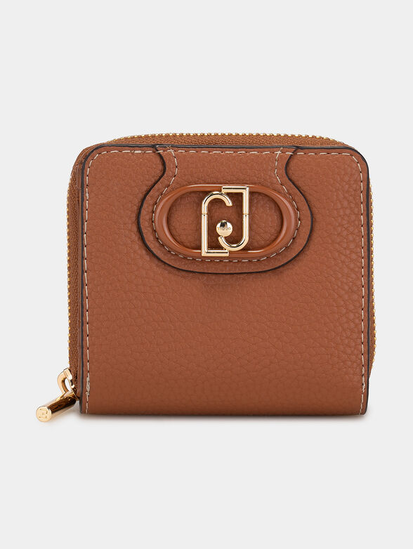 Black wallet with metal logo accent - 1