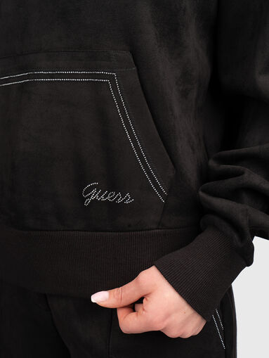 Black hooded sweatshirt with laces - 5