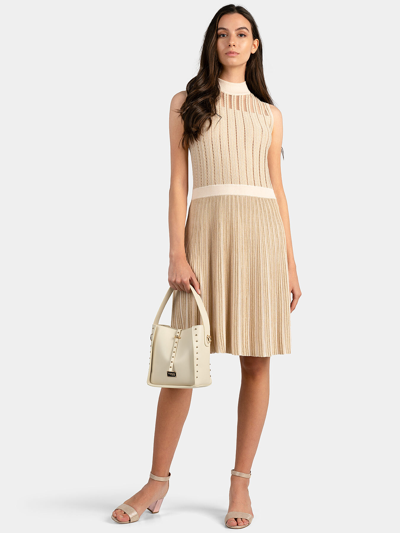 Trois Logo Knit Mini Dress 【beige M】