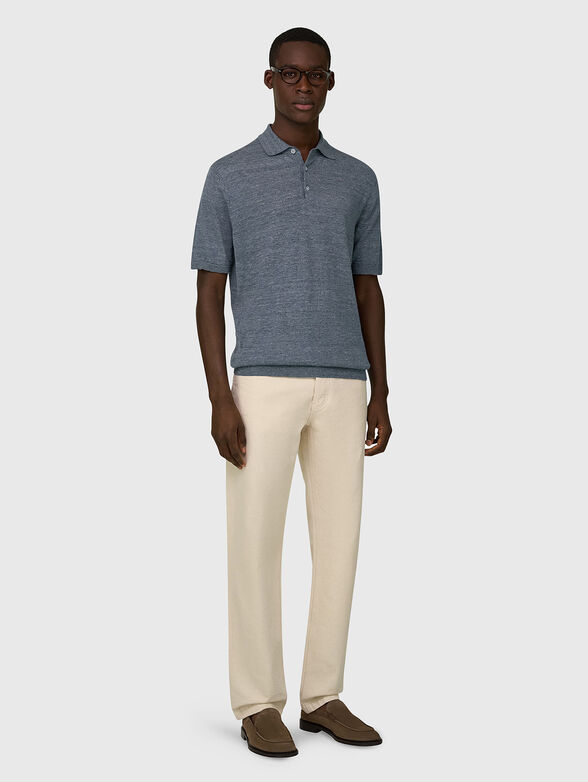 Knitted cotton and linen polo shirt - 2